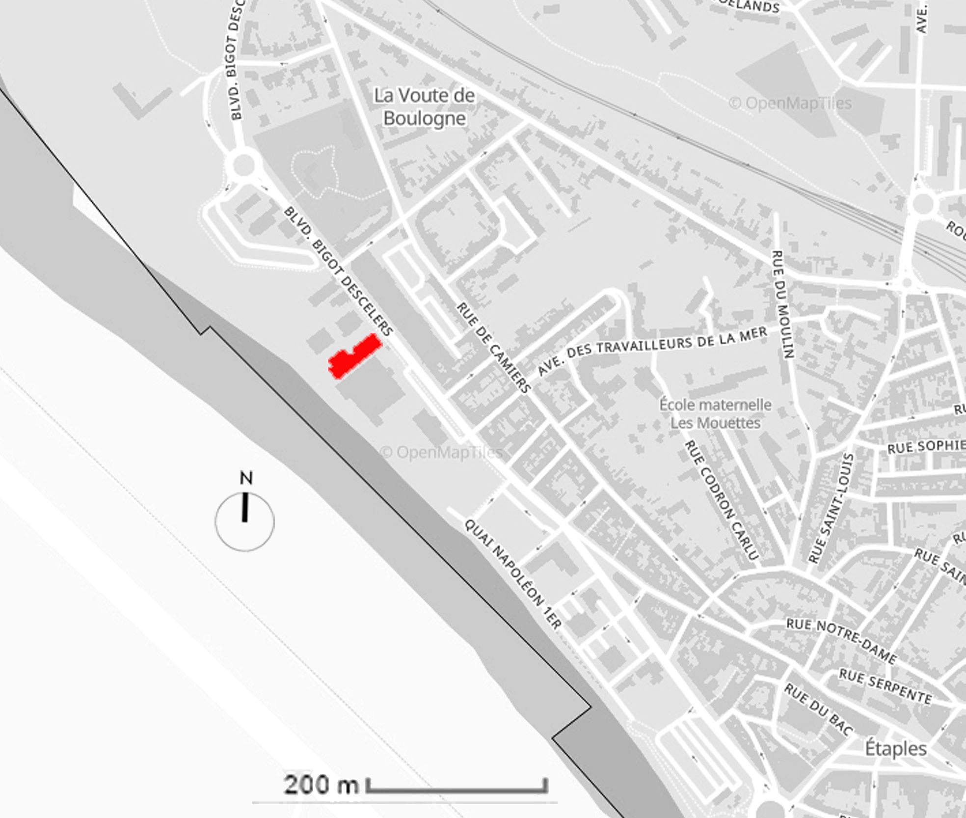 Localisation du chantier d’Etaples sur Mer. © Manuel Montanez, 2020.